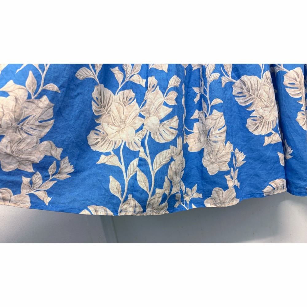 Agua by Agua Bendita Lima Madera Maxi Dress Linen Blue Ivory Floral Print L - Picture 13 of 16